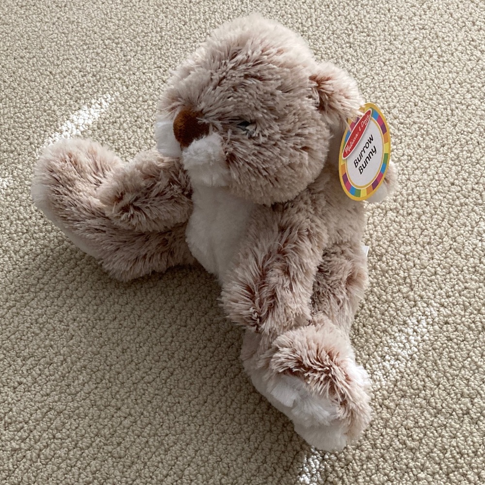 NEW Melissa & Doug Burrow Bunny Stuffed Animal Toy Beige White Weighted NWT